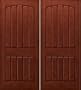 Exterior Door: Fiberglass Two Panel Arch Plank Pair (Single also available)