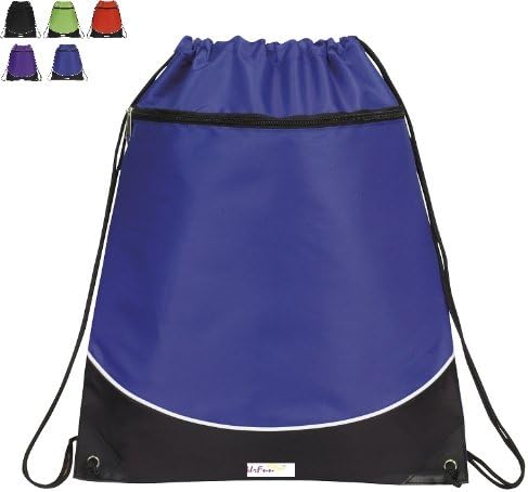 Urfunbag Large Front Zipper Pocket Drawstring Backpad with Reinforced Corners (Blue)