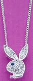 Officially Licensed Playboy Necklace and Pendant 18 Surgical Grade Stainless Steel Sterling Silver-plated Crystalline Blue Eye Clear Crystal Necklace 20