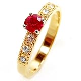 Diamond and Ruby Engagement Ring or Stacking Ring, 14k Yellow Gold, Ring Size 6 (T.w 0.60)