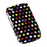 Black with Pink White Orange Blue Green Colorful Rainbow Polka Dots Rubber Texture Blackberry 8520 8530 Curve Snap on Cell Phone Case