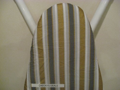 Bajer Perfect Fit Ironing Board Cover & Pad Set - Grey Gold and White Stripes