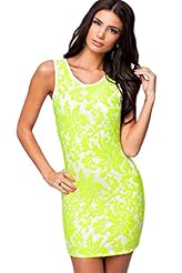 Sexy Polyester Sleeveless Cutout Lace Scoop Neck Two-Toned Bodycon Dress/Mini Dress 