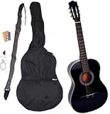 38" BLACK Acoustic Guitar Starter Package (Guitar, Gig Bag, Strap, Pick, eBook)