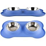 Dog Bowl By Fossa Stainless Steel Feeding Station No Spill Dog And Cat Bowls with BPA Free Food Grade Silicone Mat for Medium and Small Sized Pets