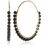 Privileged NYC Black Beaded Gold Wire Wrap Hoo