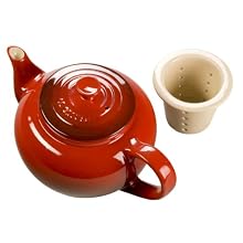 Le Creuset Stoneware 22-Ounce Teapot with Infuser, Cherry