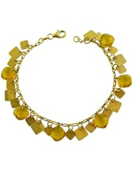 14 Karat Yellow Gold Faceted Citrine Charm Bracelet