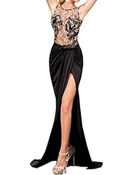 Plunging Neck Floral Print Mermaid Polyester/Spandex Sleeveless Pleated Wrap Sheer Slit Mesh Floor Length Maxi Dress 