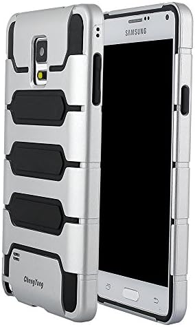Note 4 Case - ChengYung[TM] Galaxy Note 4 Case, High Quality [Silicone + PC] Dual Layer Case [ Anti-Shock Armor] [Hybrid Bumper] Cover Case for Samsung Galaxy Note4( N9100) - Silver / Black