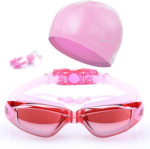 #1 TOP RATED SWIM GOGGLES Atelic® Swimming Goggles Cap No Leaking Anti Fog UV Protection Equipment Triathlon Swim Goggles with Free Protection Case for Adult Men Women Youth Kids Child