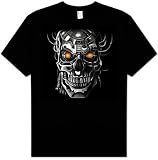 Skull CYBORG Scary Adult T-shirt Tee Shirt, 4XL, Army Green