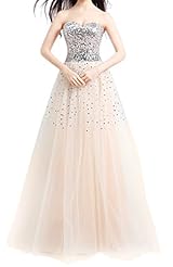 Sexy A-line Strapless Chiffon/Tulle Sweetheart Floor Length Sequined   Ball Gown Evening Dress/Bridesmaid Dress/Prom Dress 