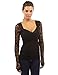 PattyBoutik Women's Sweetheart Floral Lace Long Sleeve Blouse (Black XL)