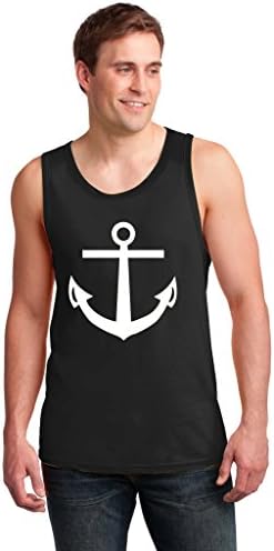 Beisitong Casual Anchor Mens Summer Sleeveless Black T shirt Vest Size M