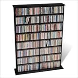 Prepac Double Width CD DVD Wall Media Storage Rack in Black