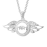 Sterling Silver Heart Love Angel Wing Mothers Day Diamond Pendant Necklace (GH, SI3-I1, 0.25 carat)