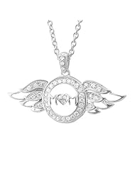 Sterling Silver Heart Love Angel Wing Mothers Day Diamond Pendant Necklace (GH, I1-I2, 0.25 carat)