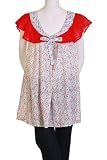 woman Bow tie:Skin 2 Hide Ditsy Floral Boat Neck Bow Tie Peasant Boho Mini Dress Red One Size