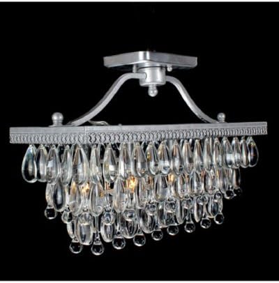 Silver Flush Rectangular Glass Pendant Chandelier