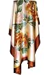 SilkNOW Hand Painted Light Peach with a 2.5 Inch Bronze Trim 100% Silk Satin Scarf with Beautiful Multi Colored Floral Pattern