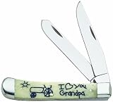 Case Cutlery 9232 Natural Bone I Love You Grandpa Trapper Knife with Stainless Steel Blades, Natural Bone
