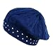 NAVY BLUE TASTEFULLY STUDDED CABLE KNIT BERET CAP