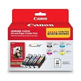 Canon PGI-5/ CLI-8 CMY Ink with PP-201 (50 Sheets) Combo Pack (0628B027)