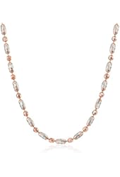 Rose Gold-Plated and Rhodium-Plated Bead-Chain Necklace