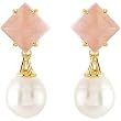 18K Yellow Gold Paspaley South Sea Cultured Pearl and Rose Quartz Earrings