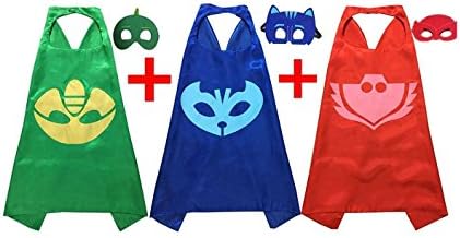 PJ Masks Costumes For Kids Set of 3 Catboy Owlette Gekko Mask with Cape (27.5 inches)