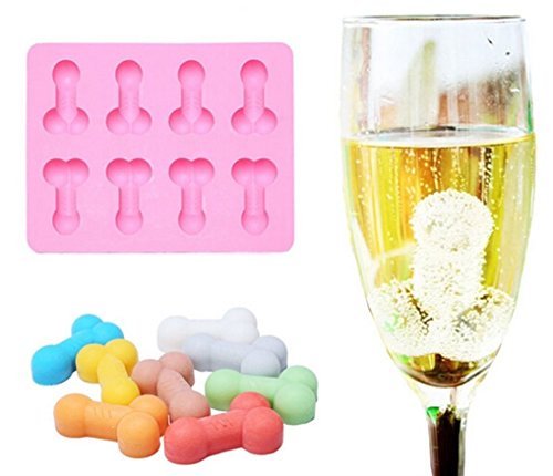 8 Cavity Penis Chocolate Mold Adult, Konsait Penis Silicone Ice Mold Cube Tray For Bachelorette Party Favors and Gag Gift for Women(Pink)