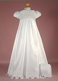 Shantung Christening Gown with Pointed Venise Lace Trim