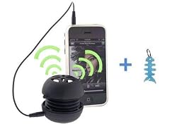 Portable Rechargeable Mini Speaker + Light Blue Fishbone Style Keychain for Ipod Touch 2nd Generation & Sandisk Sansa View