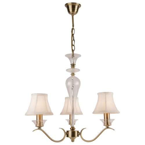3 Arm Vintage Style Antique Brass Ceiling Chandelier With Shades