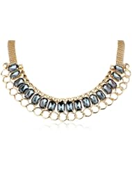 3 Row Mesh Stud Link Shiny Gold Necklace, 16"