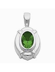 14K White Gold Oval Cut Tsavorite Pendant -- LIFETIME WARRANTY