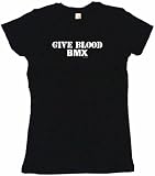 Give Blood Ride BMX Women's Tee Shirt Small-Black Babydoll (petite fit)