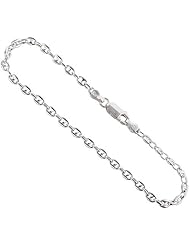 Sterling Silver Italian Puffed Anchor Chain Necklaces & Bracelets 3.4 mm Nickel Free, sizes 7 - 30 inch