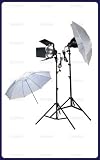 Studiohut 500W Continuous Lighting Photo Studio Floodlight Kit with 8" Reflectors, 2 Umbrellas & Barn Door