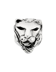 Sterling Silver Lion Face Bead Charm for most Charm Bracelets