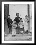 Dr Louis Pasteur with Four Children Who Had Been Bitten by Mad Dogs and Treated with Rabies Vaccine People Framed Art Poster Print, 39x49
