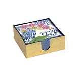 Caspari Lacquer Cocktail Napkin Holder with 40 Orchidae Paper Napkins