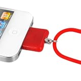 MiniSuit iPhone 3 3G 4 4S, iPod, iTouch Silicone Necklace Dock Strap (Red). LCD Cleaner Included