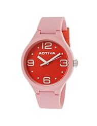 Activa By Invicta Womens AA101-011 Red Dial Pink Polyurethane Watch