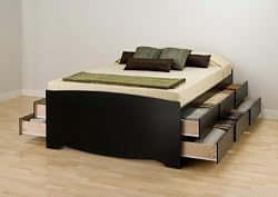 Prepac Sonoma Double/Full Tall Platform Storage Bed, Black