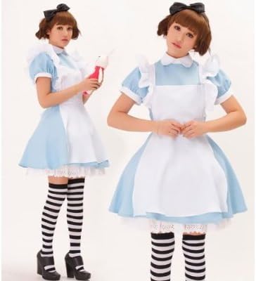 Alice in Wonderland cute cosplay costume maid stretch large white ~ black stripe s border knee high socks ribbon Katyusha Tick Nick original Chou set Halloween