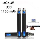 1x Mega Akku 1100 mAh für eGo-W Elektronische zigarette mit LCD Anzeige (Schwarz) eGo-W Electronic Cigarette LCD Big Battery 1100 mAh !..(Black)