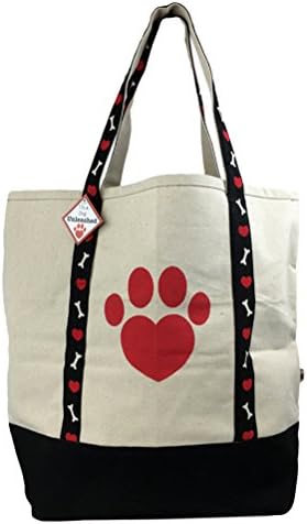 Large Canvas Paw Print Tote Bag