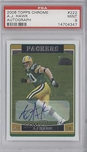 A.J. Hawk PSA GRADED 9 Green Bay Packers (Football Card) 2006 Topps Chrome Rookie Autographs [Autographed] #222